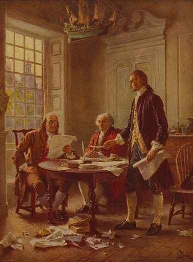 Historical depiction of the signing of the Declaration of Independence
