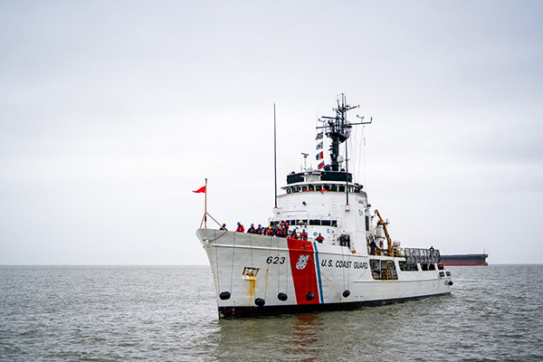 USCGC Steadfast Coast Guard cutter returning from patrol