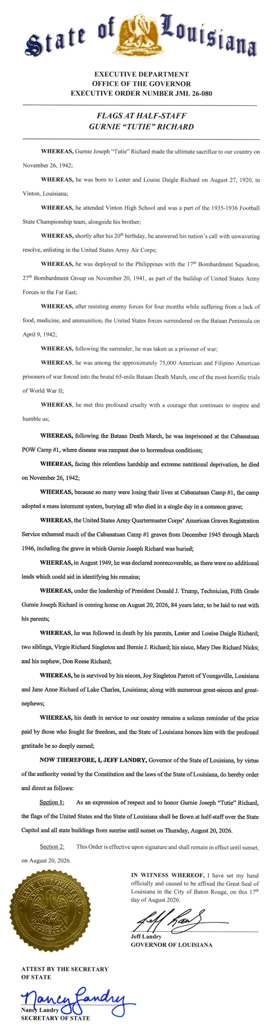 Louisiana-Half-Staff-08-18-2026 Louisiana-Half-Staff-08-18-2026