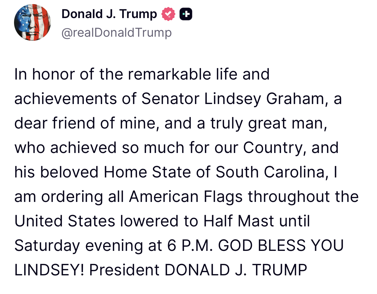 President Trump Graham Proclamation